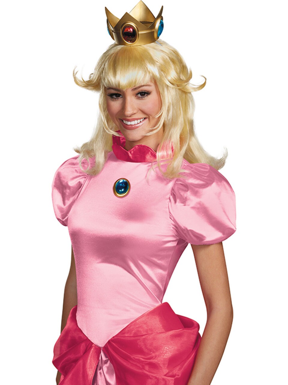 Womens Long Blonde Mario Brothers Princess Peach Costume Accessory Wig